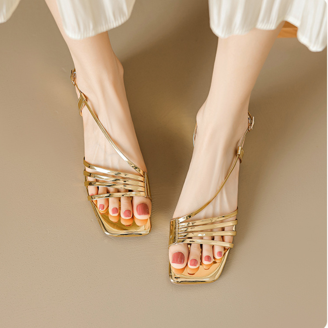 Gold colour sandals shop