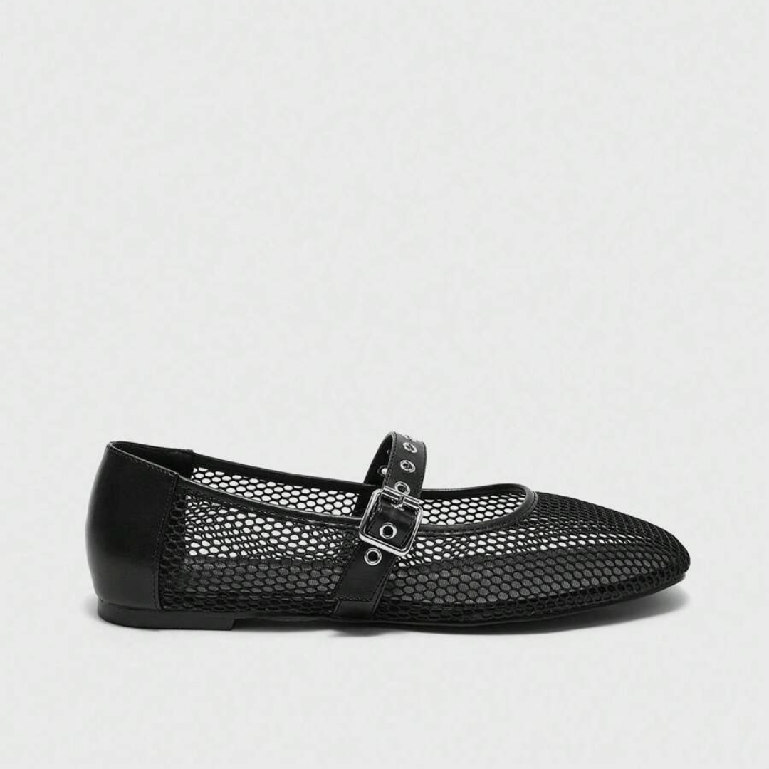Noir Mesh Mary Janes