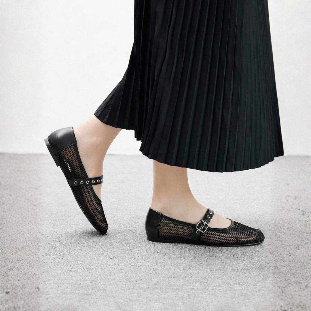 Noir Mesh Mary Janes