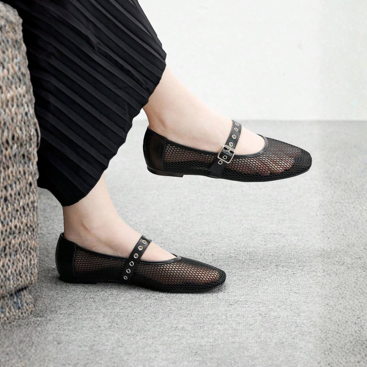 Noir Mesh Mary Janes