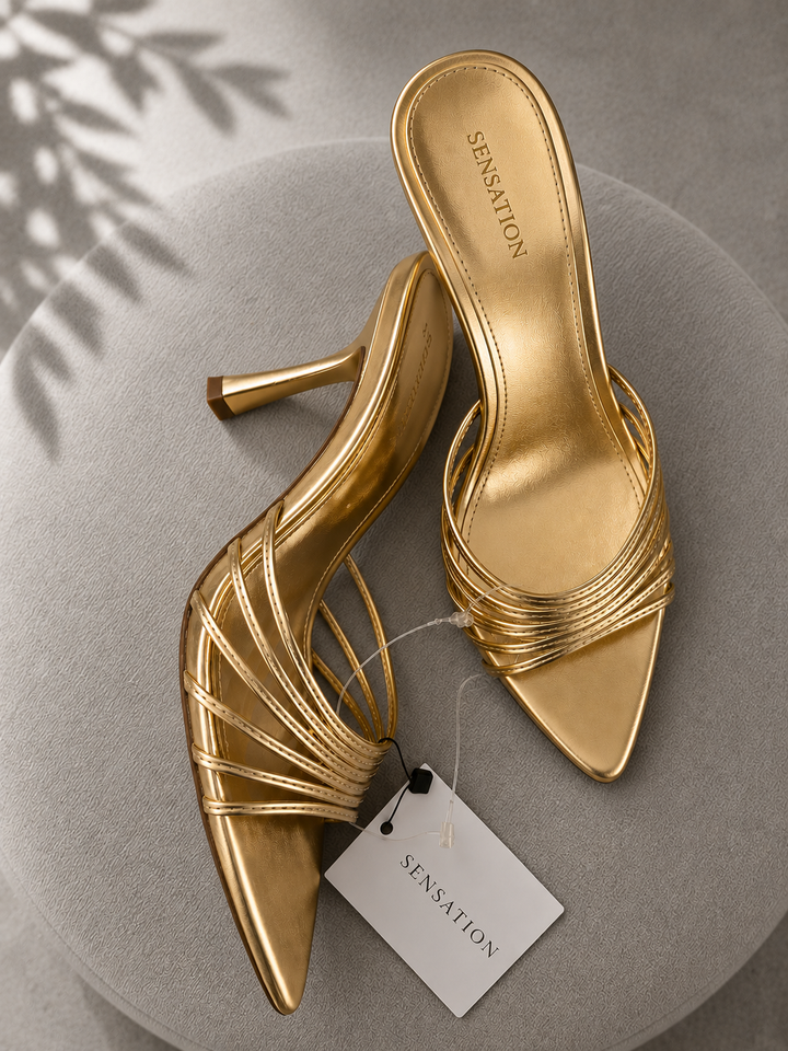 Milan Gold Heeled Sandals