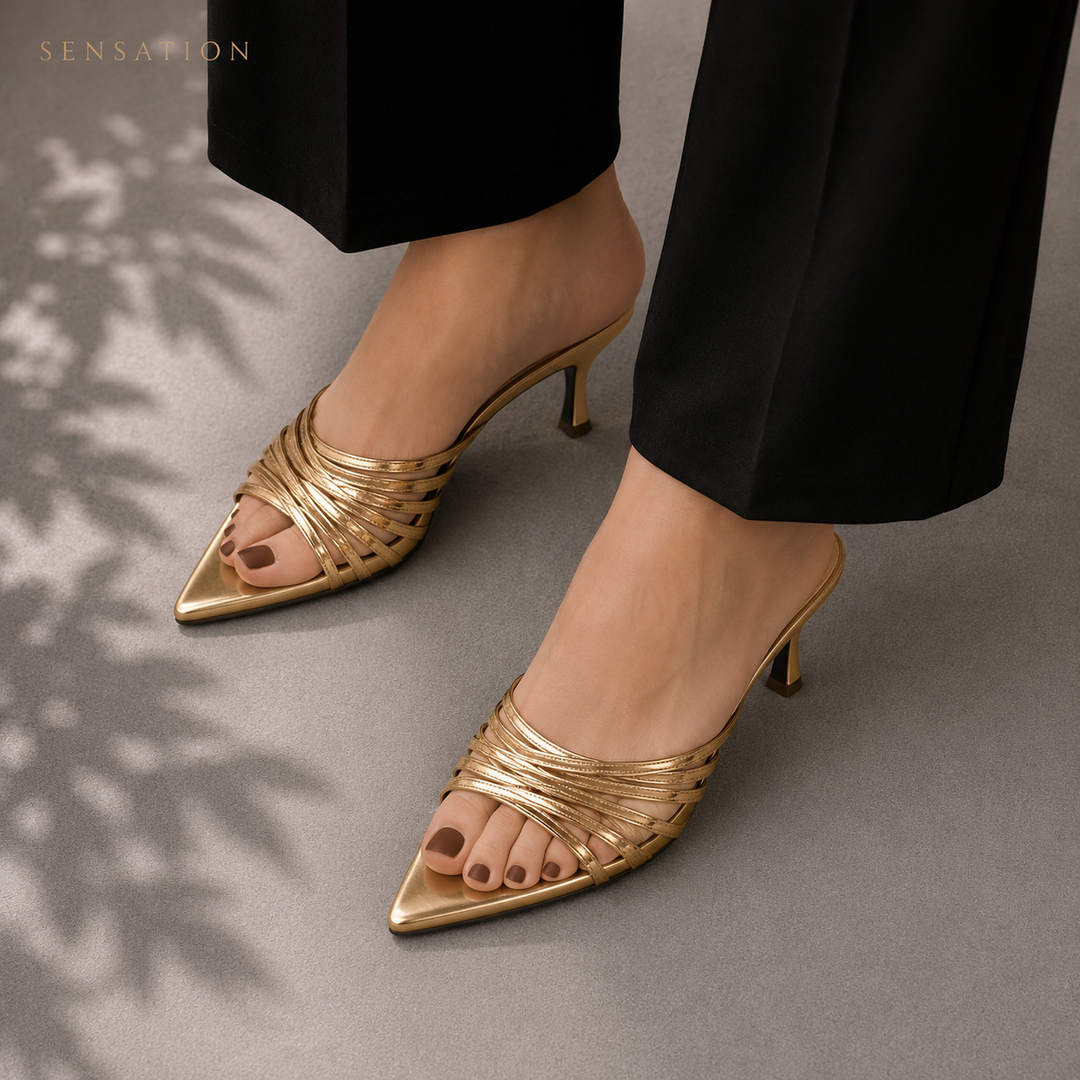Milan Gold Heeled Sandals