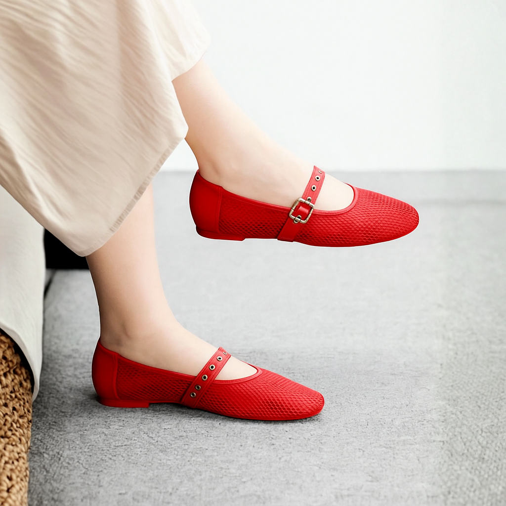 Noir Mesh Mary Janes