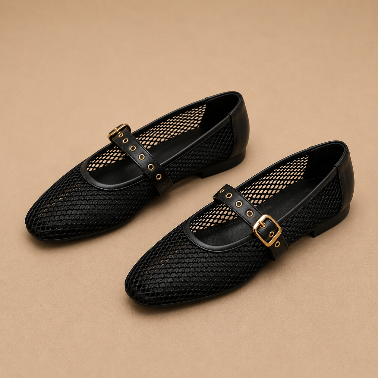 Noir Mesh Mary Janes