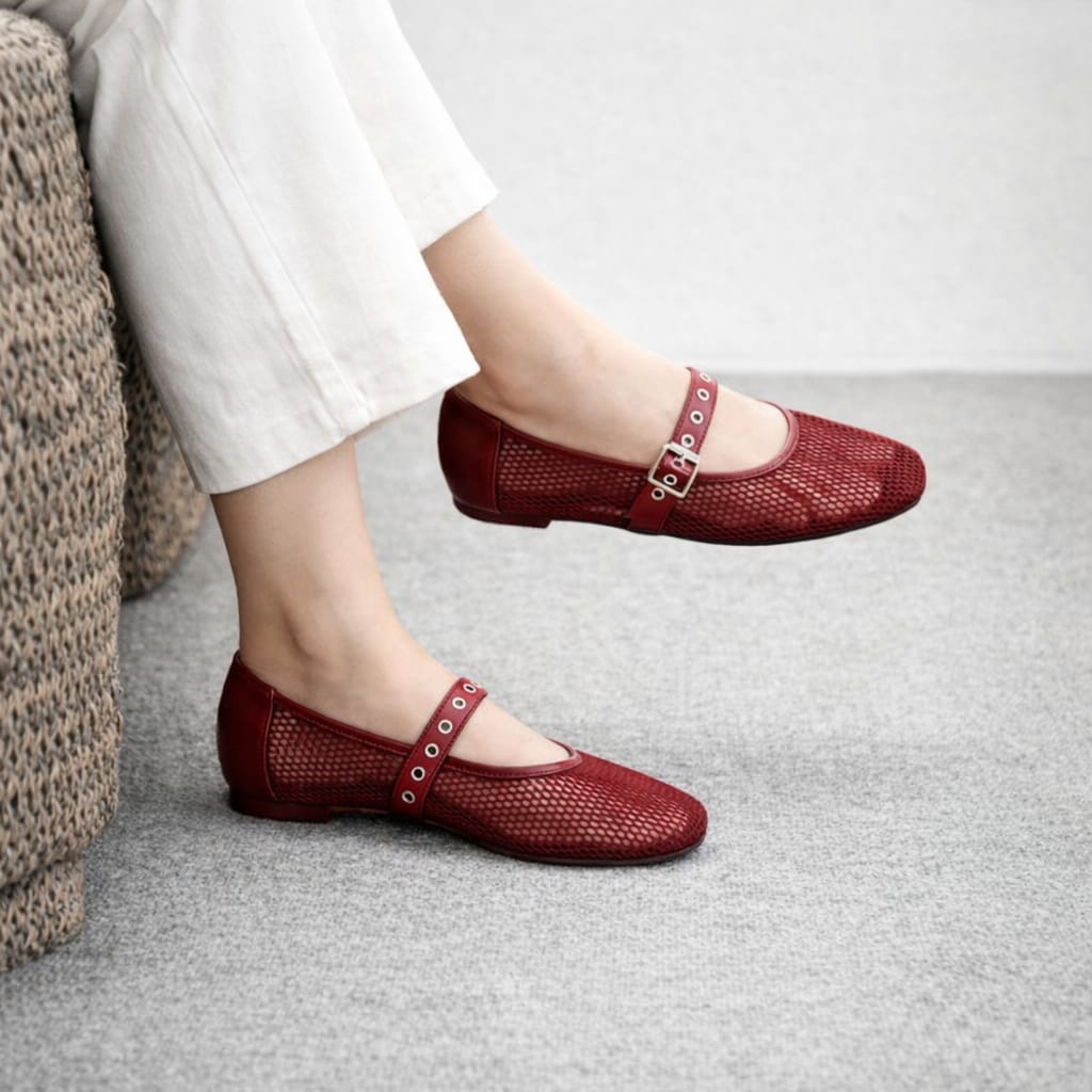 Noir Mesh Mary Janes