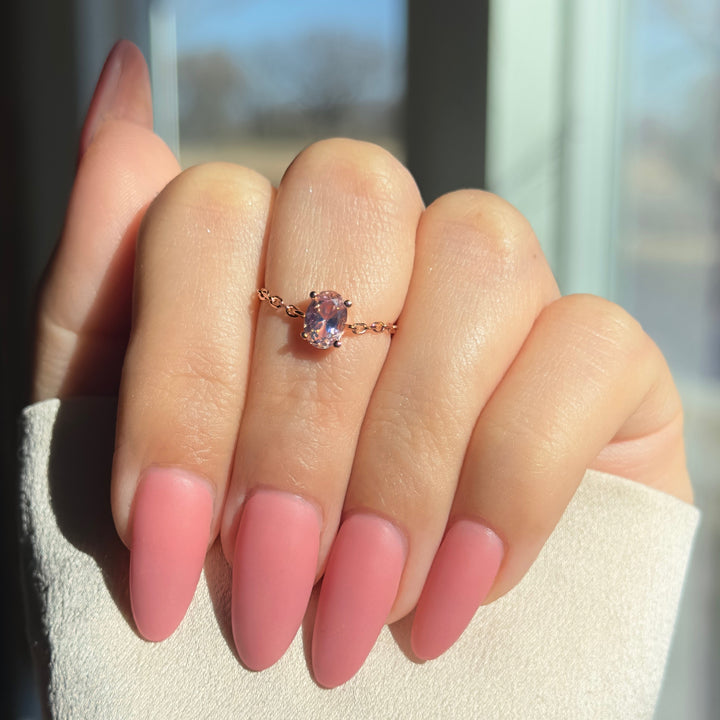 Serene Solitude Pink Amethyst  Ring