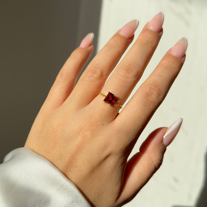 Sparkling Symphony Garnet Ring