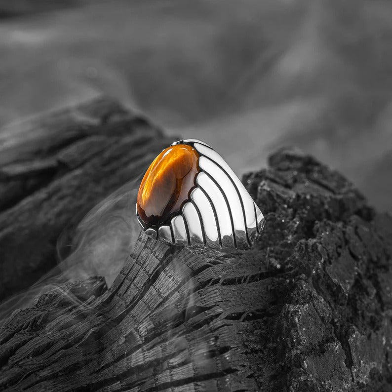 TIGER EYE WAVES MEN'S RING - 925 SILVER - SENSATION Pakistan