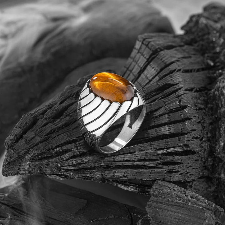 TIGER EYE WAVES MEN'S RING - 925 SILVER - SENSATION Pakistan