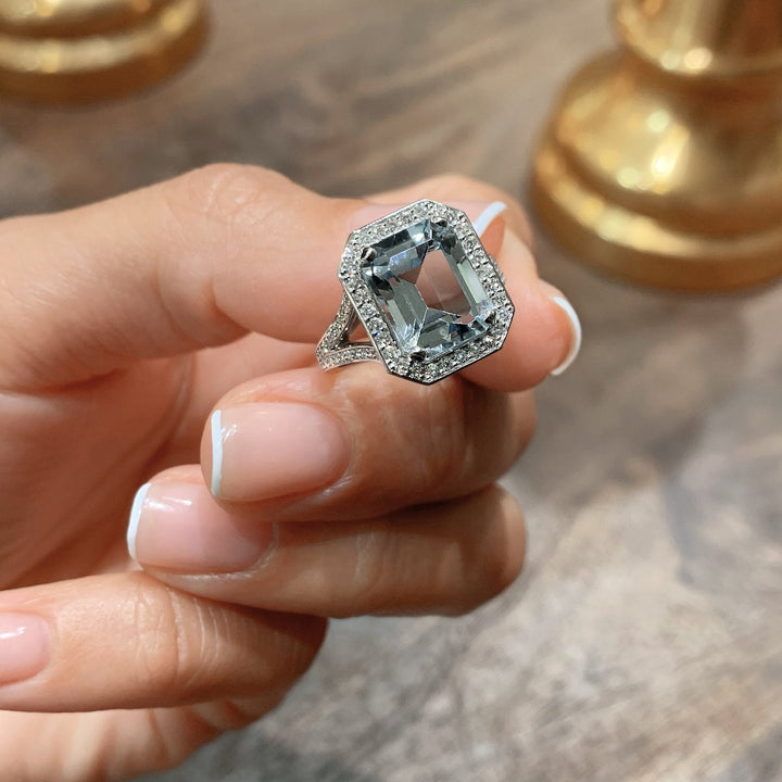 VINTAGE AQUAMARINE RING - 925 SILVER - SENSATION Pakistan